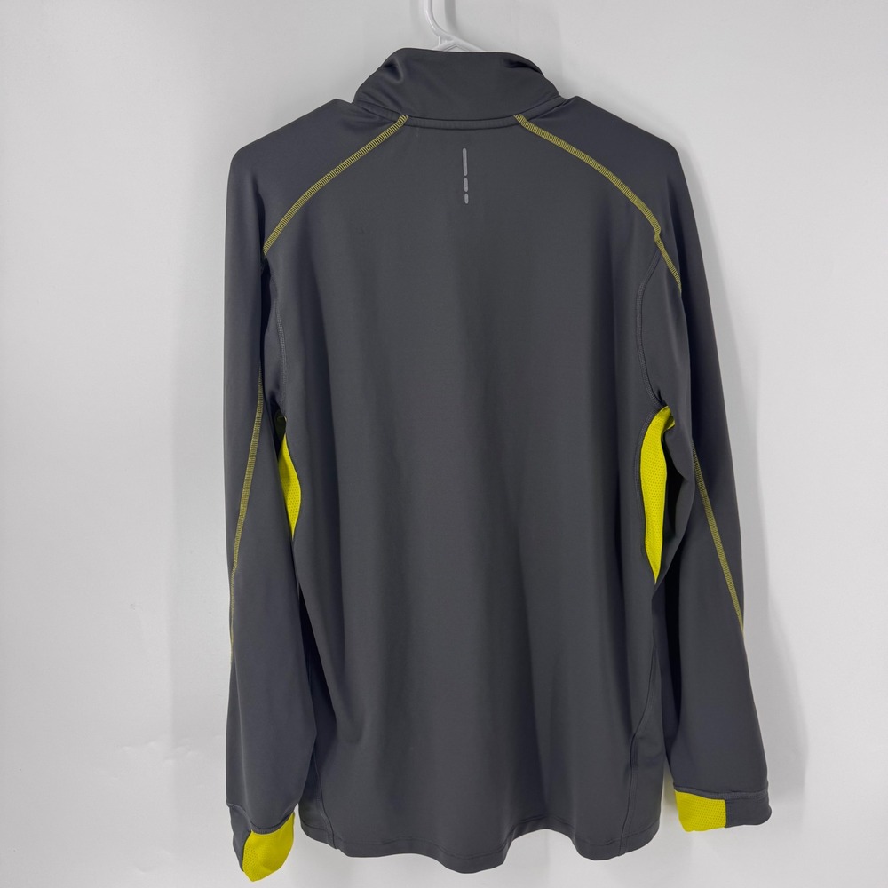 Salomon Mens Gray Neon Yellow Quarter Zip Performance Pullover Hiking Top Large - Picture 7 of 10